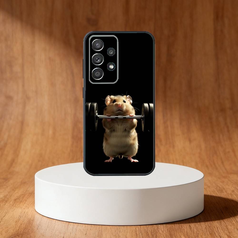 

Cute Gym Hamster Phone Case For Samsung S25,S24,S21,S22,S23,S30,Ultra,S20,Plus,Fe,Note,10,9,5G Black Cover Samsung S25Plus