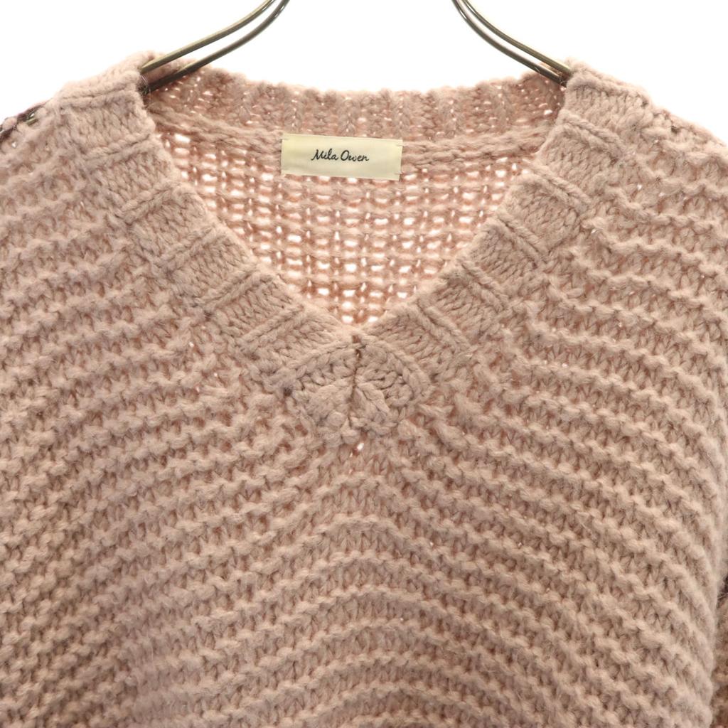Mila Owen Long sleeve V neck sweater F pink knit Women Used