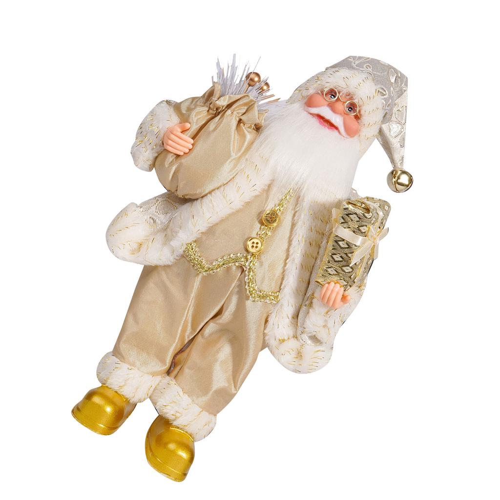 12.6 Inch Santa Figurine Doll Xmas Standing Santa Decoration for Room Fireplace Tabletop