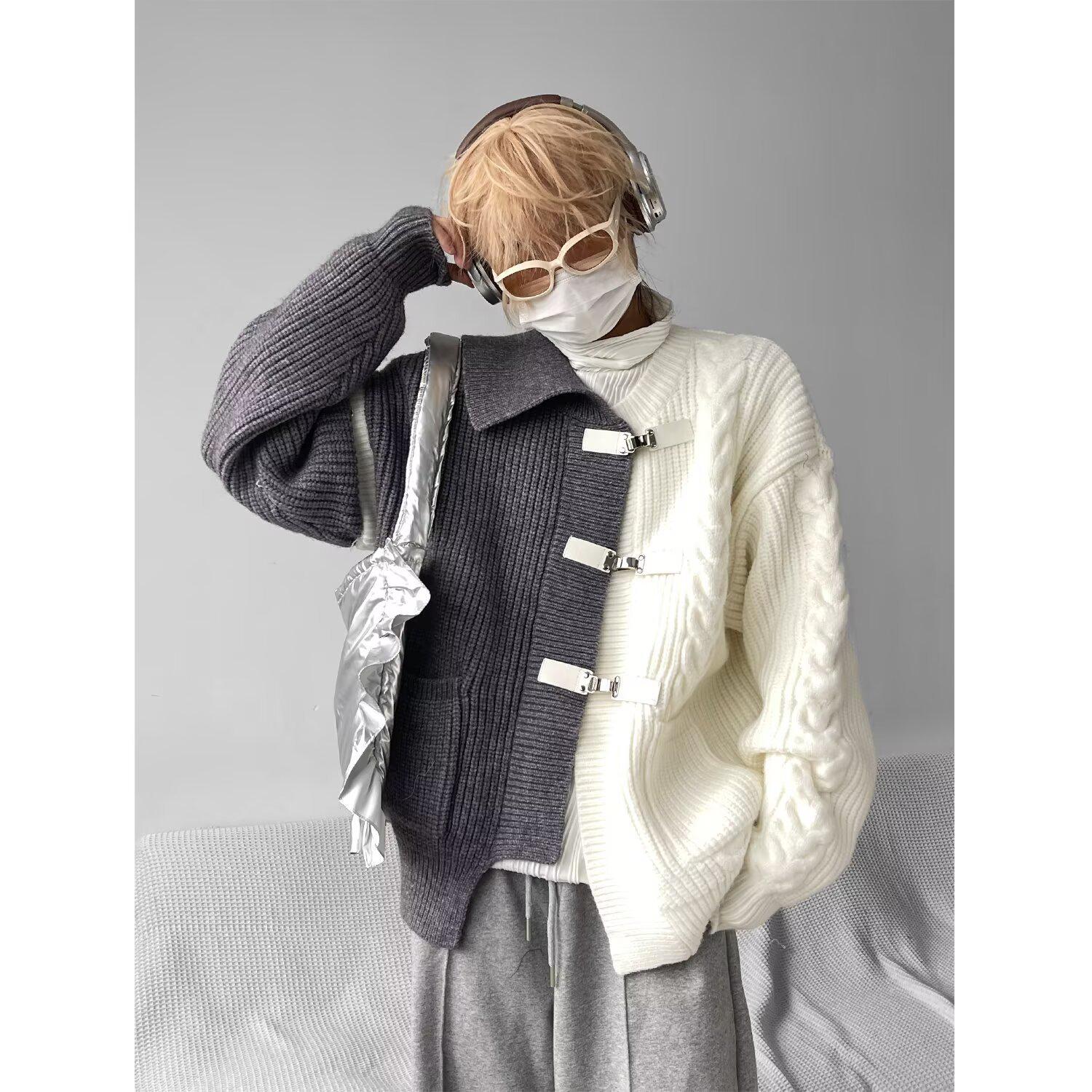 

Новый высококачественный мужской кардиган с контрастной строчкой — свободный, теплый вязаный свитер для осени/зимы 3XL