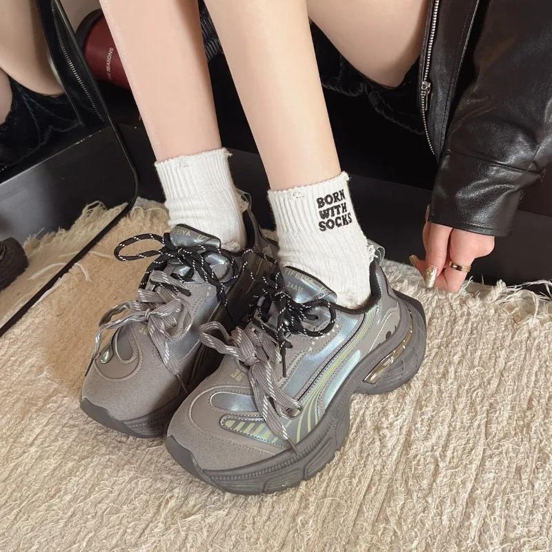 Fashion 2025 Hot Sale Mesh Women's Vulcanize Shoes Outdoor Mixed Colors Platform Lace Up Women Sneakers Versatile Ladies Casual Shoes