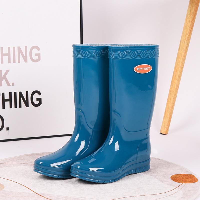

Водная обувь дождевая обувь женская длинная голенище модные высокие голенища резиновые сапоги толстая подошва нескользящие водонепроницаемые износостойкие галоши для улицы 40