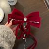 Red Velvet Snowflake Bow Hair Clip - Festive Holiday Accessory for Women