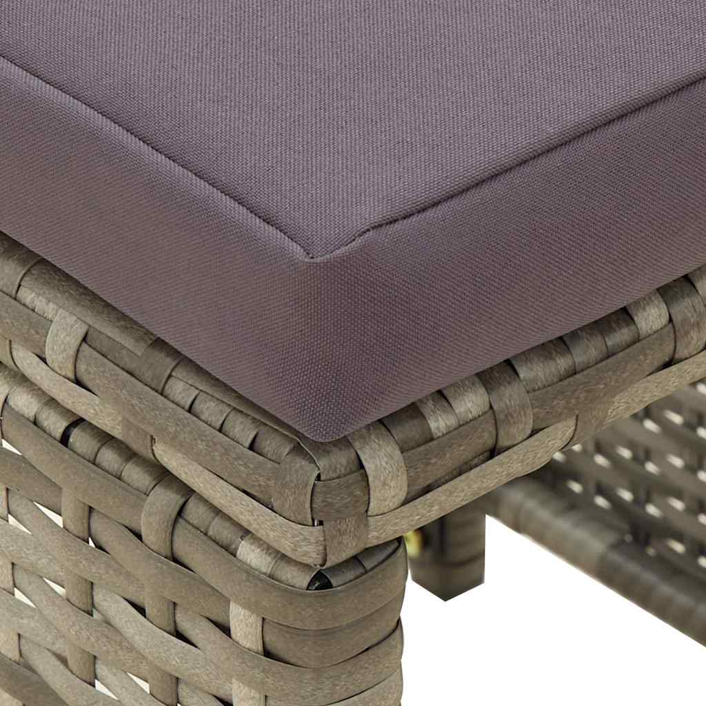 vidaXL Gartenhocker 4 Stk. mit Kissen Poly Rattan Grau