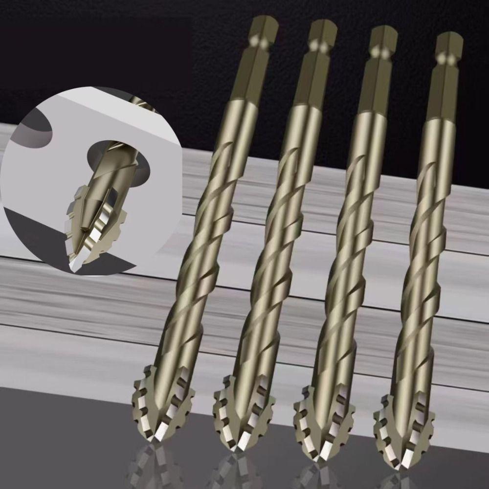 5pcs Serrated Eccentric Drill Bit Four-Flute Glass Tile Punching Bit Durable Drilling Head  Granite