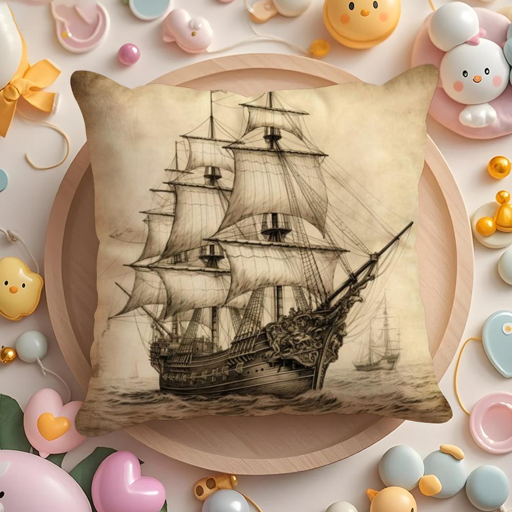 Da Vinci Inspired Sketches Cushion Cover Plush Fabric Soft Double-Sided Printed Sofa Warm Winter Home Gift Pillow Cover