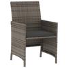 3 Piece Bistro Set with Cushions Grey Poly Rattan