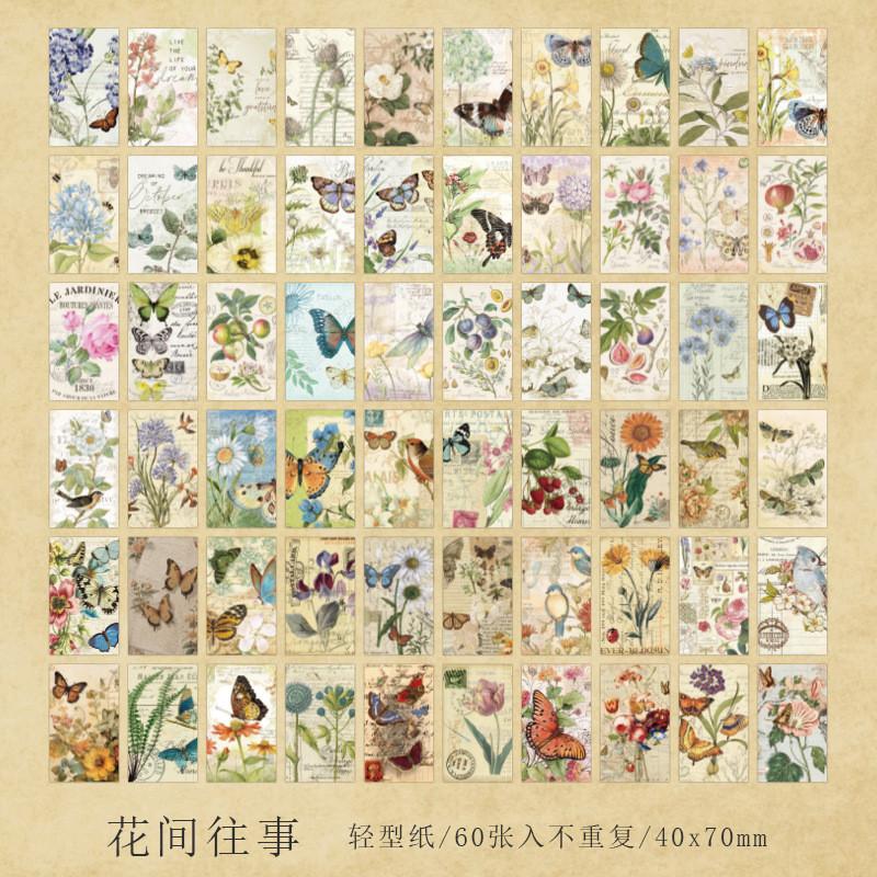 Journamm 60Sheets Notepad Scrapbook Paper Background Craft Paper Collage Junk Journal DIY Album Scrapbooking Material Paper Pack
