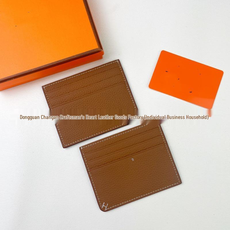 2025 Lychee Grain Leather Card Holder – Large Capacity with Multi-Card Slots and Coin Pocket.