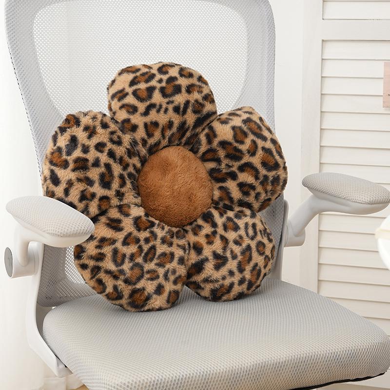 Leopard Print Flower Seat Cushion Soft Home Decoration Sofa Cushion Office Seat Cushion Waist Support for Car Travel