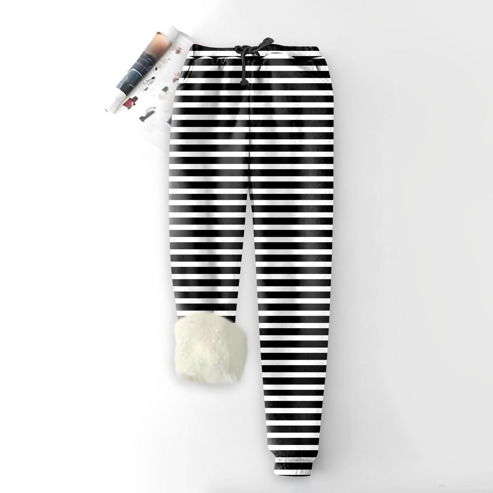 

Женские модные спортивные свободные утолщенные теплые брюки из плотного флиса с принтом L чёрный