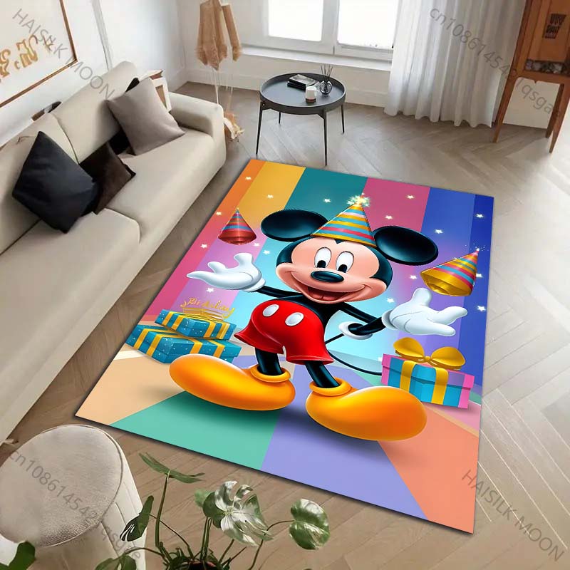 1PC Disney Mickey Mouse Print Cartoon Carpet for Living Room Bedroom Kid's Room Home Decor Area Rug Non-slip Mat Luxury Gift