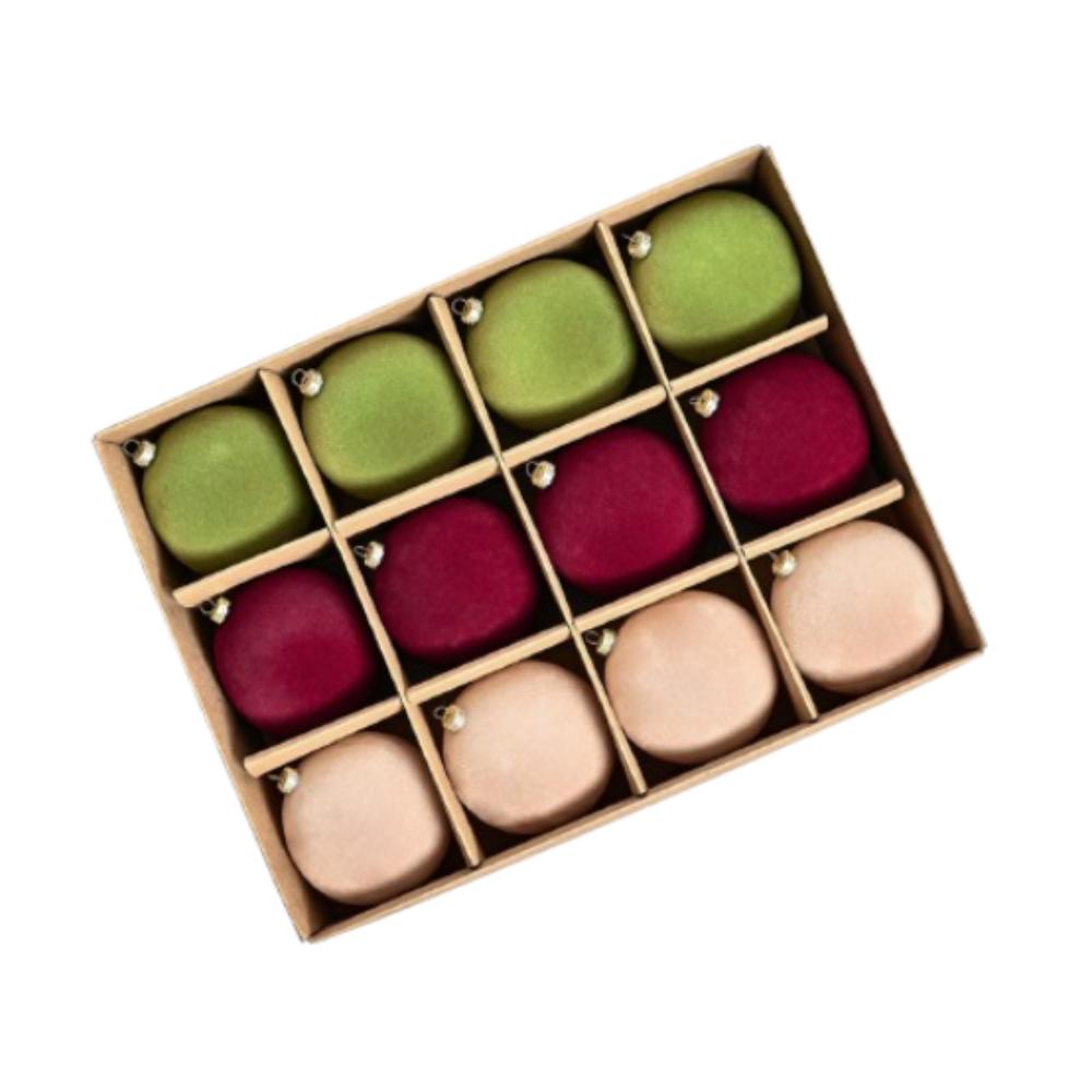 12pcs 6CM Flocked Christmas Ball Pendant Colorful Xmas Tree Ornaments  Wedding Birthday Ornaments