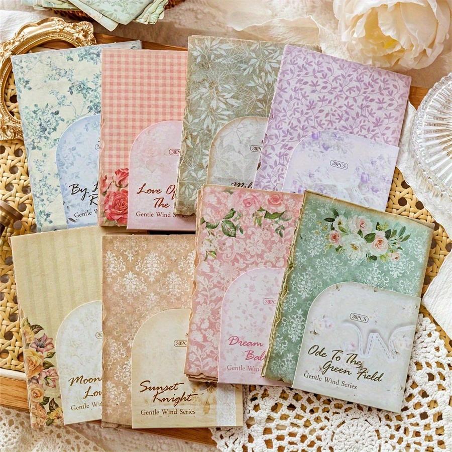 30pcs/Pack Material Paper, Gentle Style Series Retro Distressed Style Scrapbooking Diy Material Decoration Base, Non Self-Adhesive Back To School