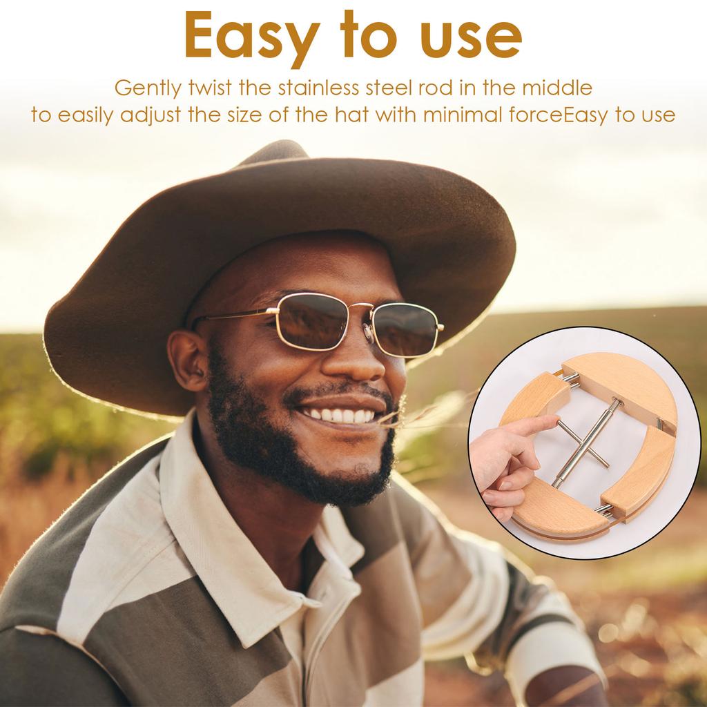 Wooden Hat Stretcher 4Way Adjustable Hat Stretcher Cap Shape Maintainer Premium Fedora Hats Rack for Storage Cowboy Baseball Cap