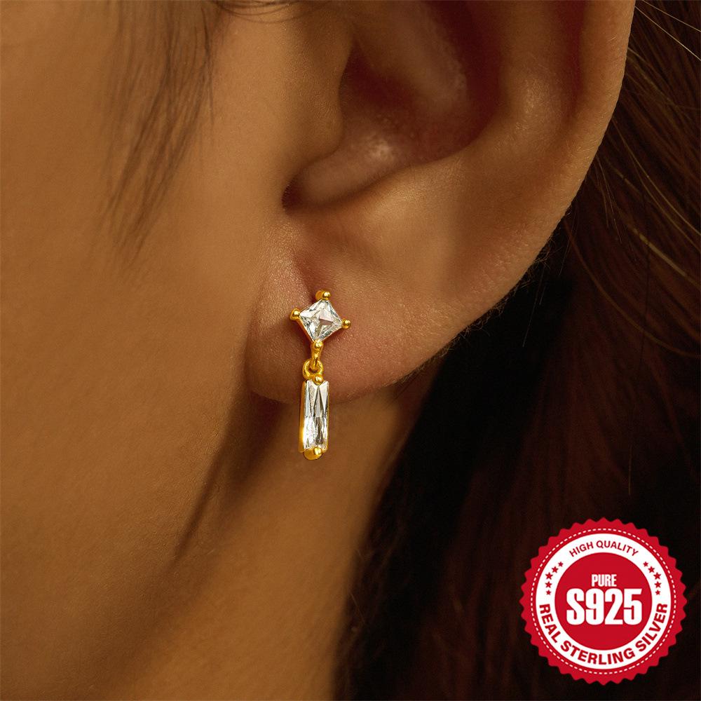 S925 Sterling Silver Teardrop Triangle Garnet Opal Piercing Stud Earrings
