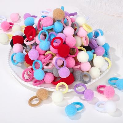 20pcs/Set New Colorful Elastic Plush Ball Rubber Band for Baby Girls Sweet Scrunchie Hair Ties Hair Bands Kids Hair Accessories