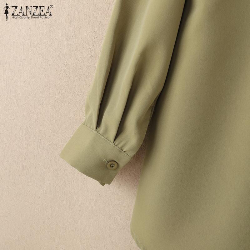 ZANZEA Women Turn Down Collar Loose Long Sleeve Clasic Blouse