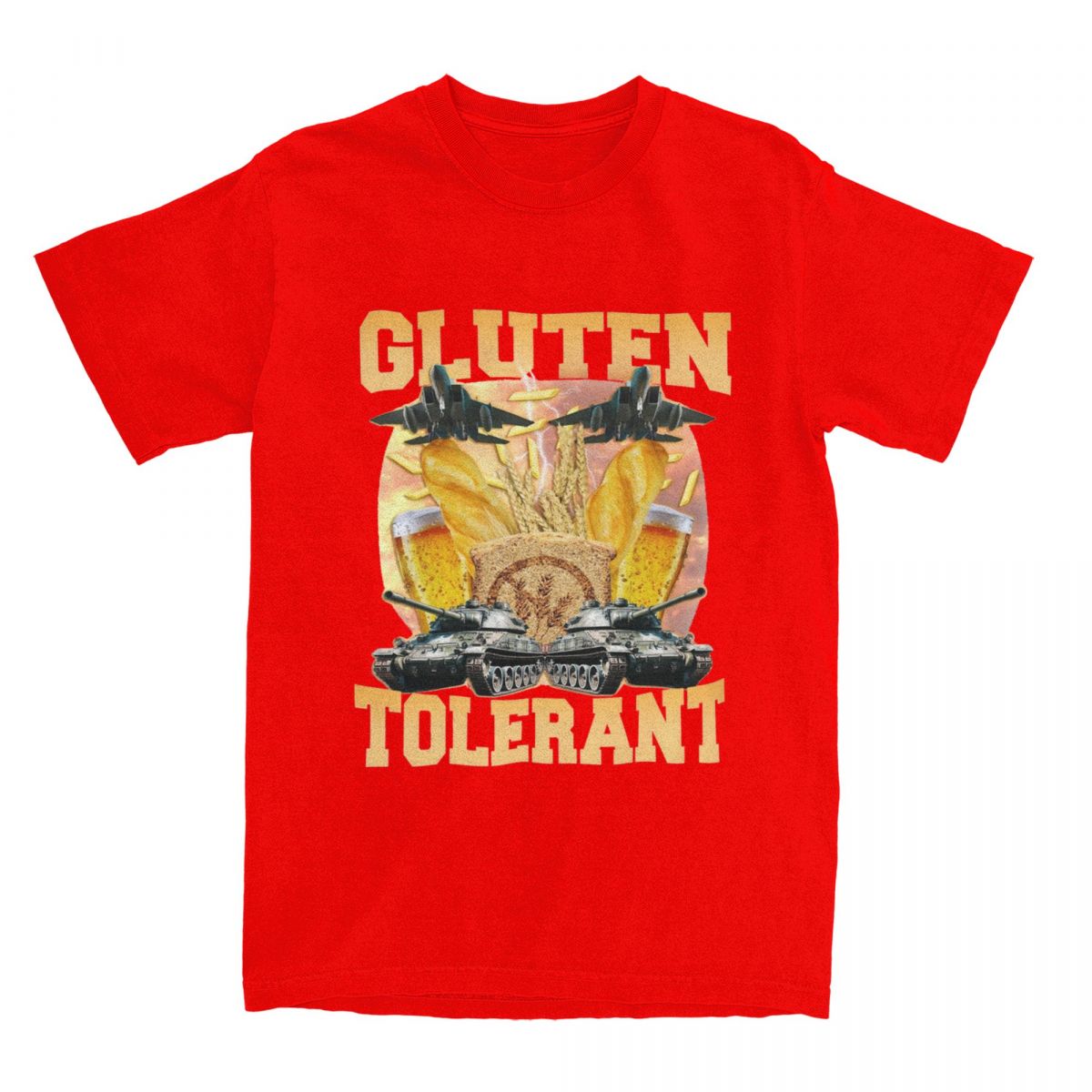 

Creative Gluten Tolerant Funny Meme T Shirt Unisex Women Pure Cotton Wheat Bread Beer Tee Shirt Unique Clothes S