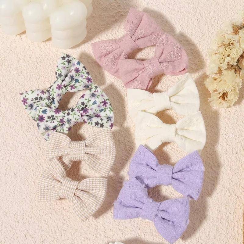 1 Set Fabric Printed Bow Hair Clips Suitable Children Girls Teenagers Party Decoration Clips Girls Baby Hair Accessories Gifts