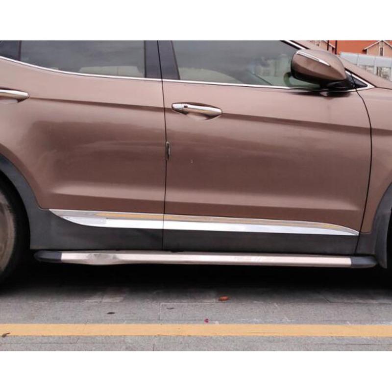 Steel Side Door Body Molding Trim For Hyundai IX45 SantaFe 2013 2014 2015 2016 2017 2018 Decoration Strip Exterior Accessories