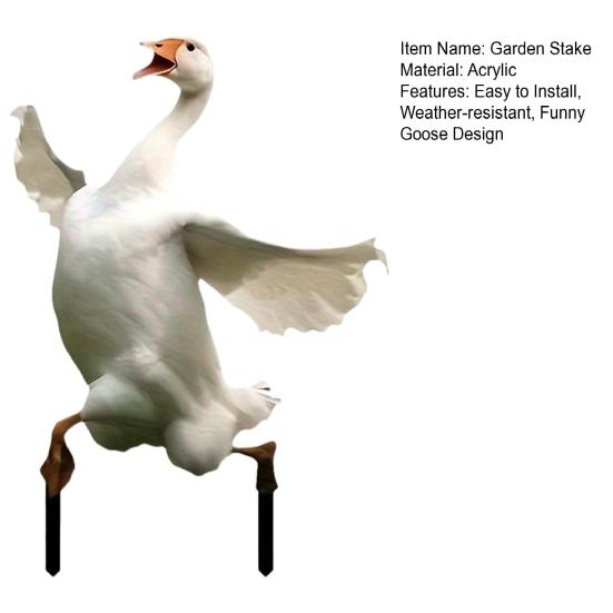 Bílá husa zahradní kolík akrylový 2D kolík na trávník vtipná husa kolík venkovní dekorace na terasu zadní dvorek