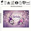 2D Large Purple Birthday Banner Yard Sign Glitter Flower Outdoor Birthday Party Supplies