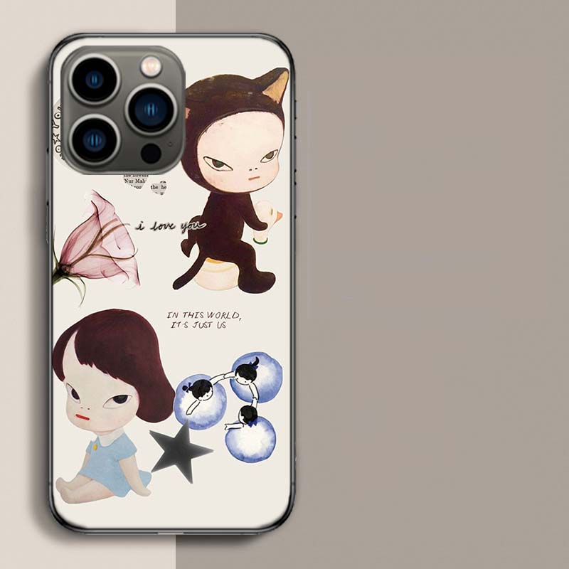 Cute Nara Yoshitomo Art Phone Case For Iphone 17 Air 15 Pro 14 Plus 16 Pro Max 17E 16E 12 13 Mini 11 Cover Cute Fundas