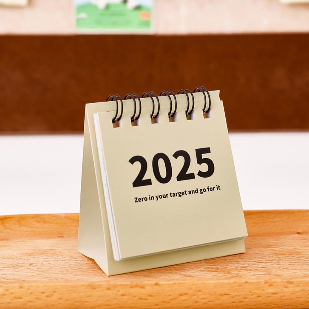 Thick Paper Desk Calendar 2024-2025 Mini Office Desktop Calendar Monthly Yearly Planner  Student