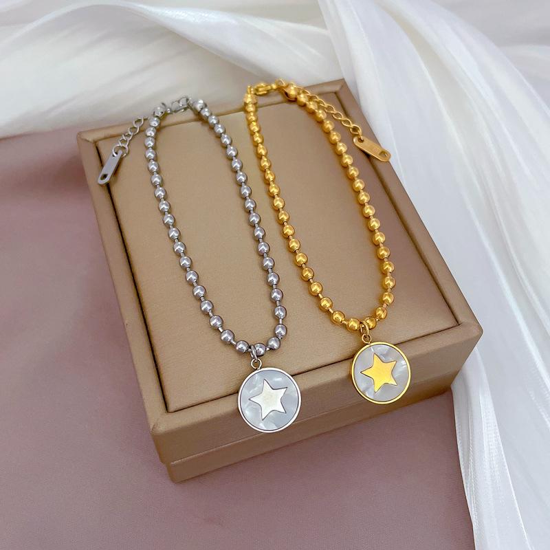 Dongmen Personalized Disc Pentagram Fritillary Round Bead Bracelet Female Retro Girlfriend