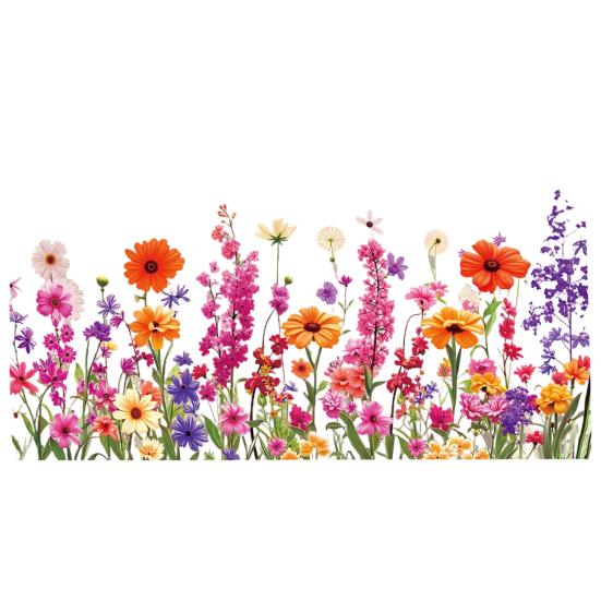 Spring Summer Flower Butterfly Window Cling Colorful Floral Window Sticker Removable Double-Sided Static Decals for Home Office Classroom Decor