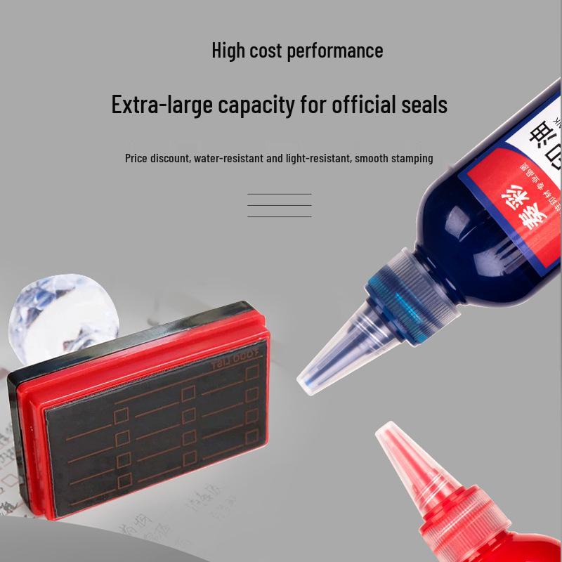 Red Quick-Dry Photosensitive Ink Pad (Oil-Based, 100ml) for Stamping and Financial Use