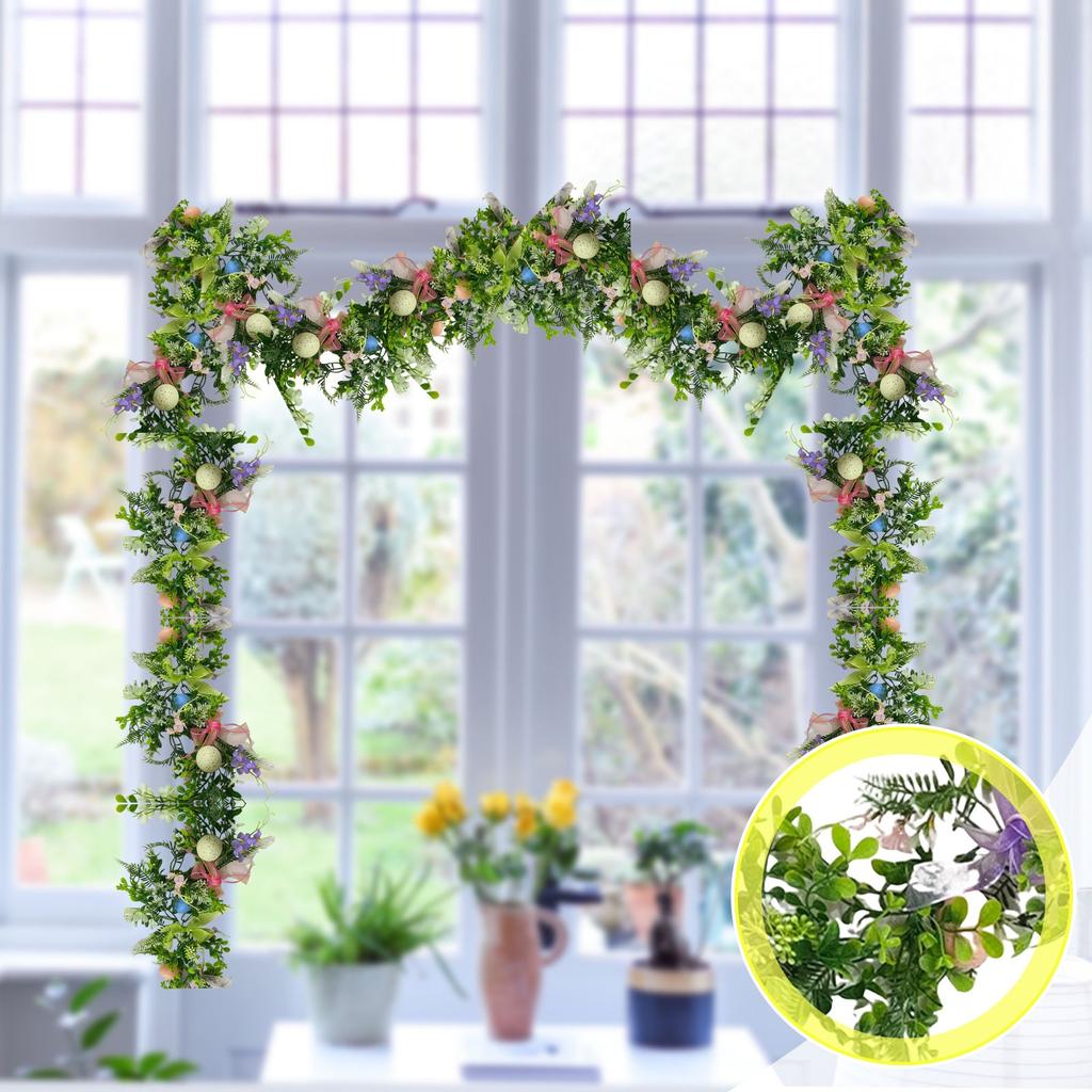 Egg Rattan Bow Imitation Flower Green Plant Interior Decoration