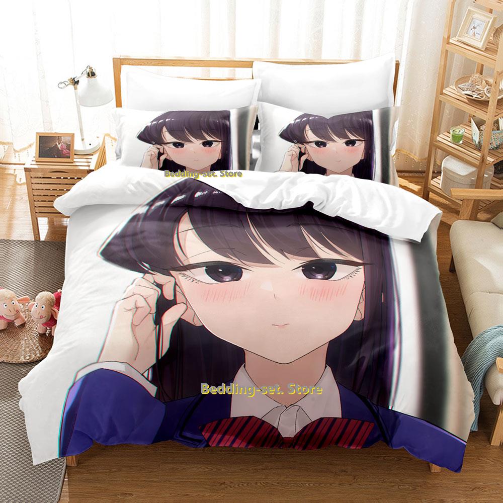 

Comforter New Komi Can T Communicate Bedding Set Cartoon Anime Three-Piece Set Adult Kid Bedroom s 3D Kawaii Girls Bedd Comforter (quilt)-EU Single(135*200cm)3pcs