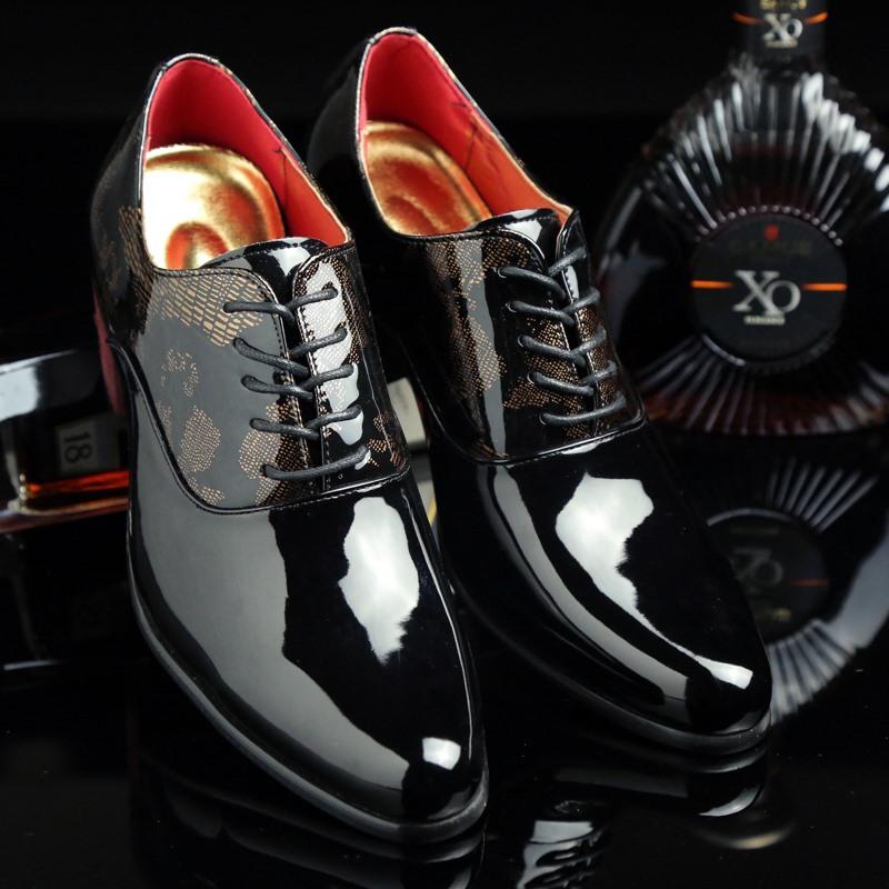 Men Formal Shoes High Heels Pointed Toe Leather Shoes Increased Shoes Business Shoes Lace Up Shoes