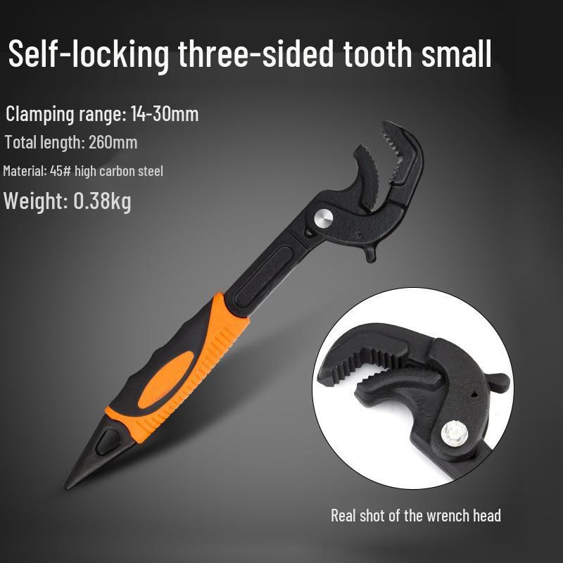 Adjustable Multifunctional Wrench Set: Large Pipe Wrench & Universal Small Wrench for Bathroom Use