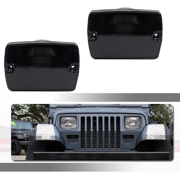 

Smoked Lens Black housing kit Compatible With 1987-1995 Jeep Wrangler YJ Assembly Replacement OEM Front Bumper Passenger Turn Signal housing Turn signal Smoked housin