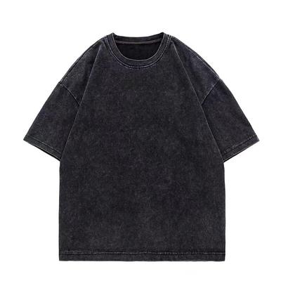 Unisex Short Sleeve T Shirt Crew Neck Vintage Washed Solid Color Loose Fit Heavyweight Cotton Casual Commuter Pullover Top Summer Daily Wear Blouse