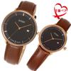 soue Pair Watch A Basics Pair Watch Ladies Pair Couple 38mm x 30mm Leather Belt Brown Black Dial [Soue] Men's