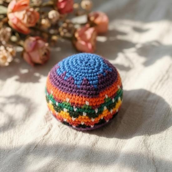 Hand Knitted Hacky Sacks Colorful Crochet Footbag Juggling Balls for Beginners Soft Stress Reliever