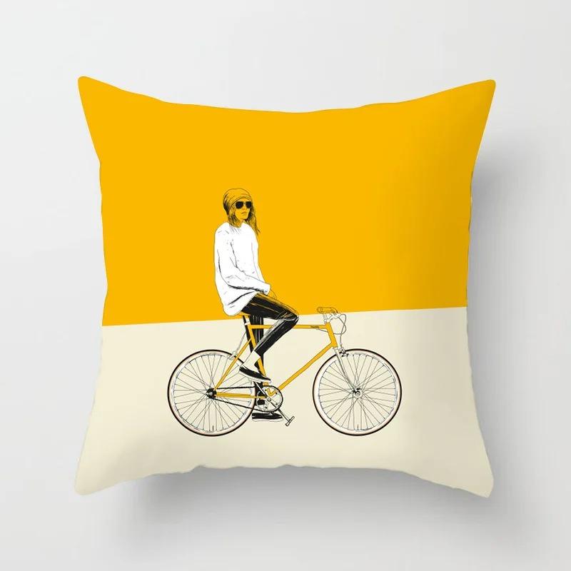 Yellow Geometric Decorative Pattern Pillowcase Office Living Room Home Pillowcase Car Ornaments