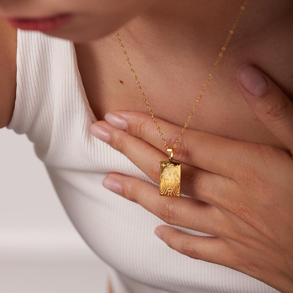 2026 Newest 18K Gold Stainless Steel Pendant Necklace Fashionable Waterproof Hypoallergenic Geometric Design Unisex for Wedding