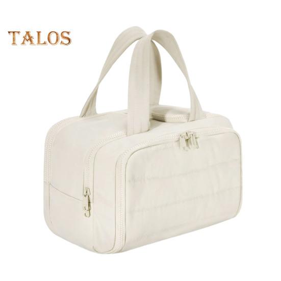 

Дорожная косметичка для женщин, большая вместимость, косметичка на молнии, объемный органайзер с ручкой для туалетных принадлежностей первой необходимости, деловых поездок, кемпинга бежевый