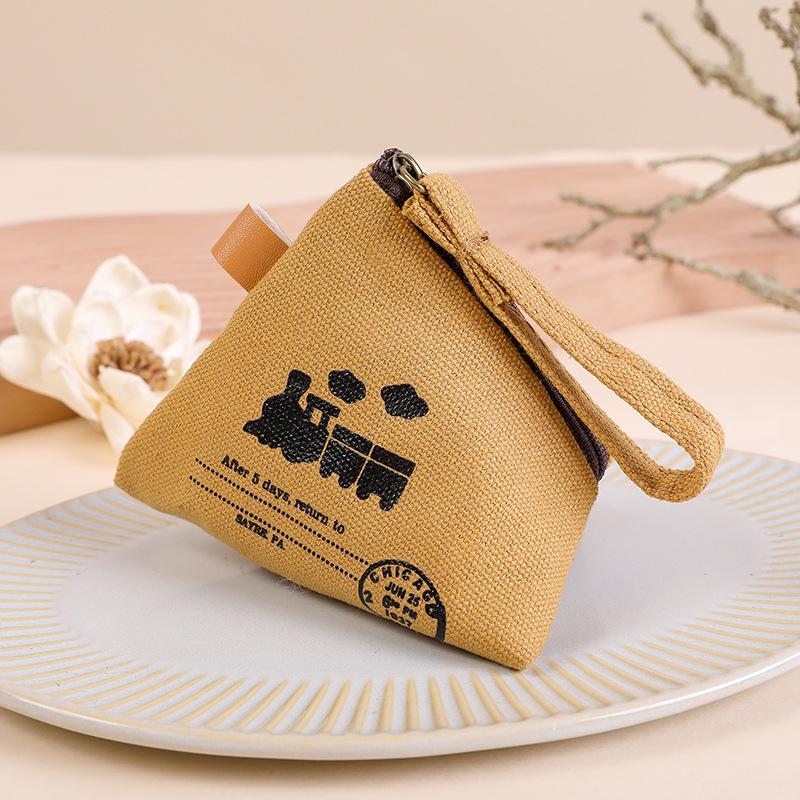 Zongzi Canvas Coin Purse - Cute Retro Korean Wallet & Key Holder Gift