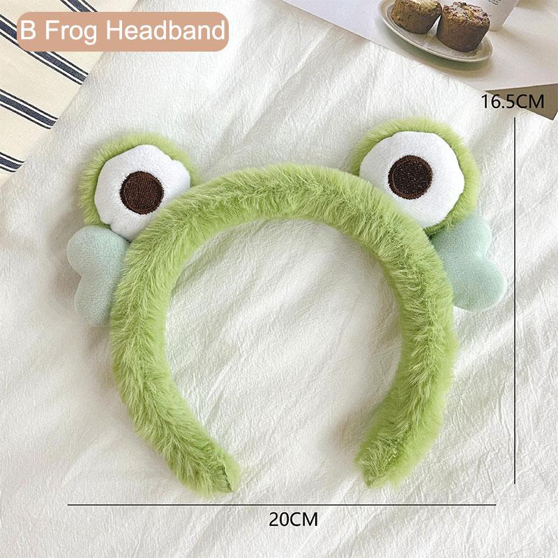 Frog Plush Hair Band Wash Hair Band Green Frog Eyes Love Headband Cartoon Wash Hair Clips