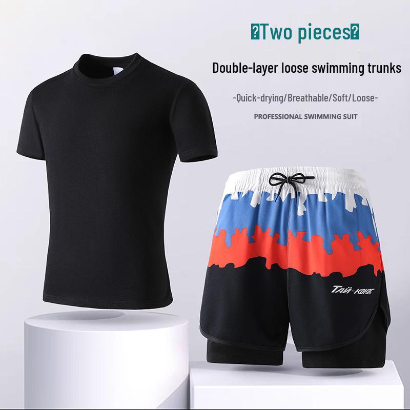 

Ice Degree Men s 2-Piece Quick-Drying Double Layer Swimsuit Set XL