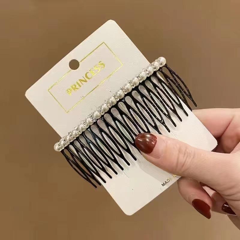 

3 шт. Жемчужная челка, вставленная расческа, расческа для подстриженных волос, универсальный темперамент, противоскользящая зубчатая заколка ручной работы