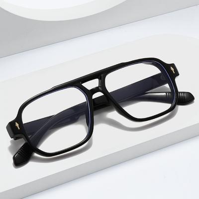 Trendy Square Double Bridge Glasses for Women Men Unisex Blue Light Blocking Fashion Eyewear
