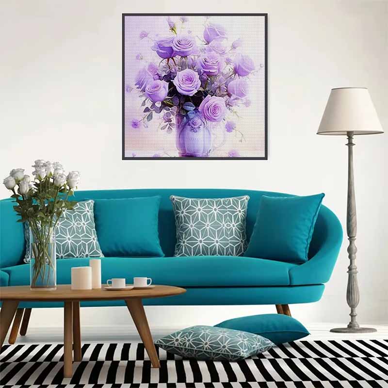 New Arrival 5D DIY Full Circle Diamond Painting "Purple Flower" Embroidery Cross Stitch Home Decor Gift
