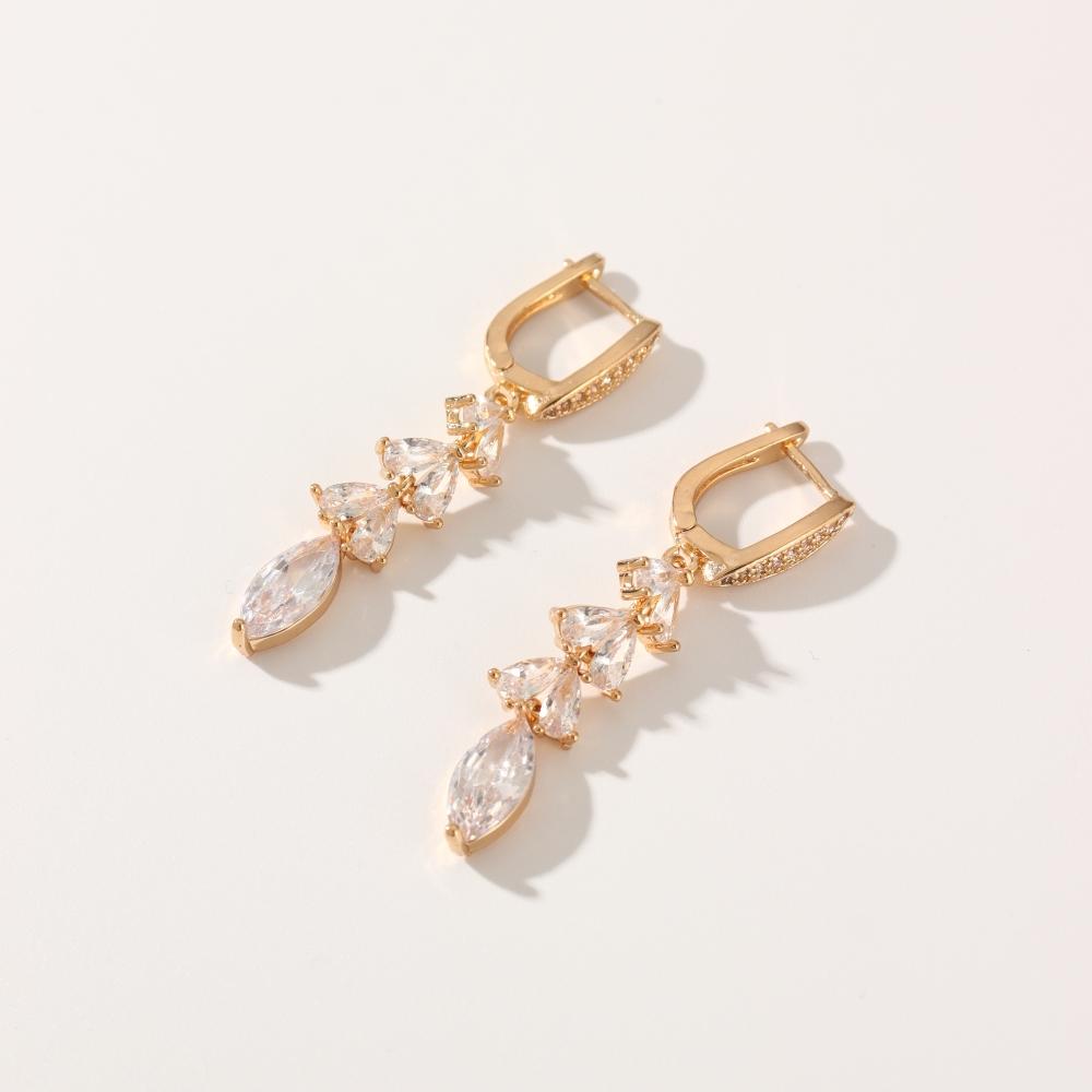 Long Sparkling Zirconia Dangle Earrings with Marquise Cut Fashion Jewelry Gift